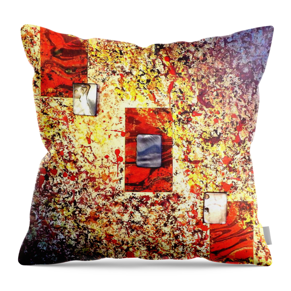 Abstract Throw Pillow featuring the painting 3 Doors Down by Darren Robinson