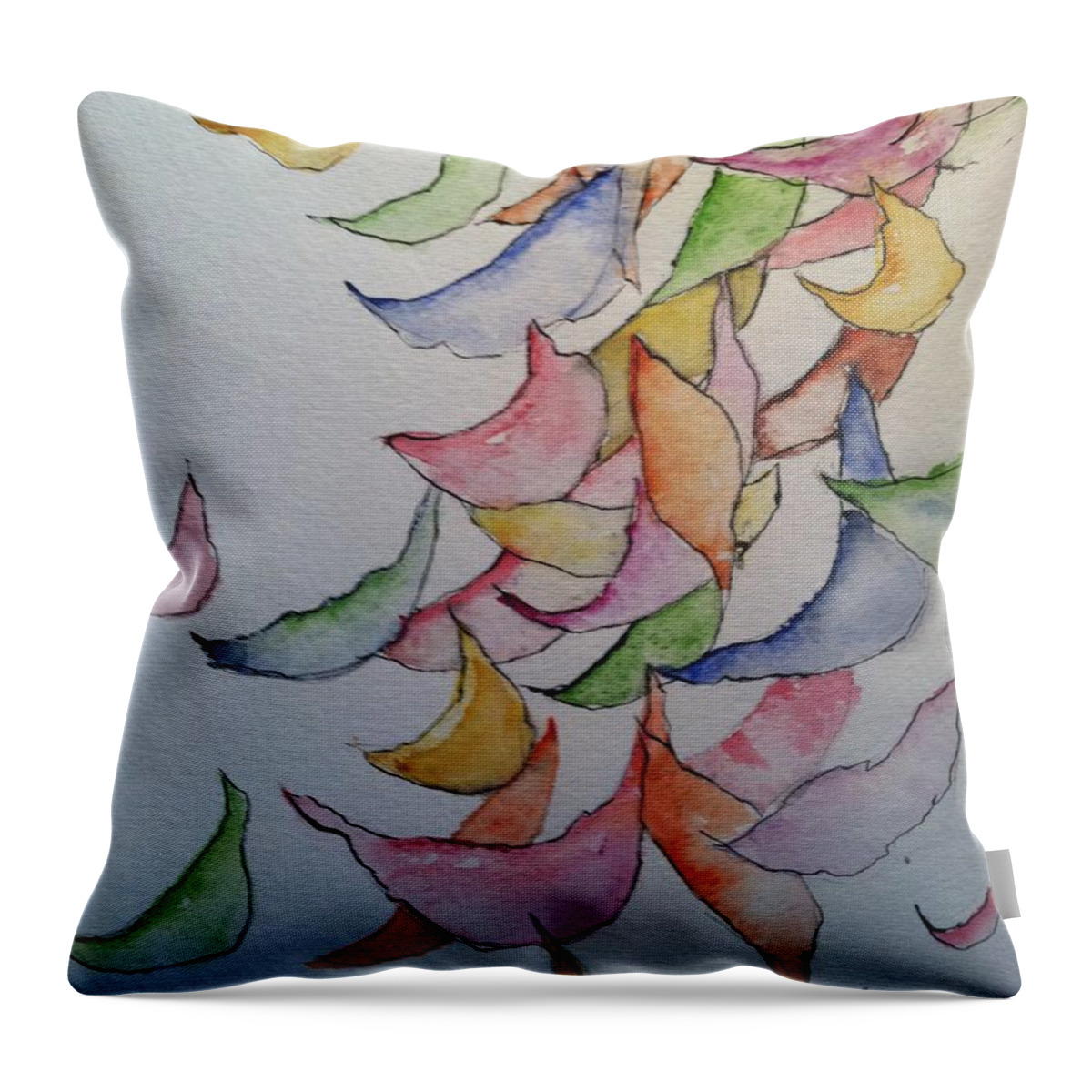 Orchards Throw Pillow featuring the painting Falling Into Place #3 by Sherry Harradence