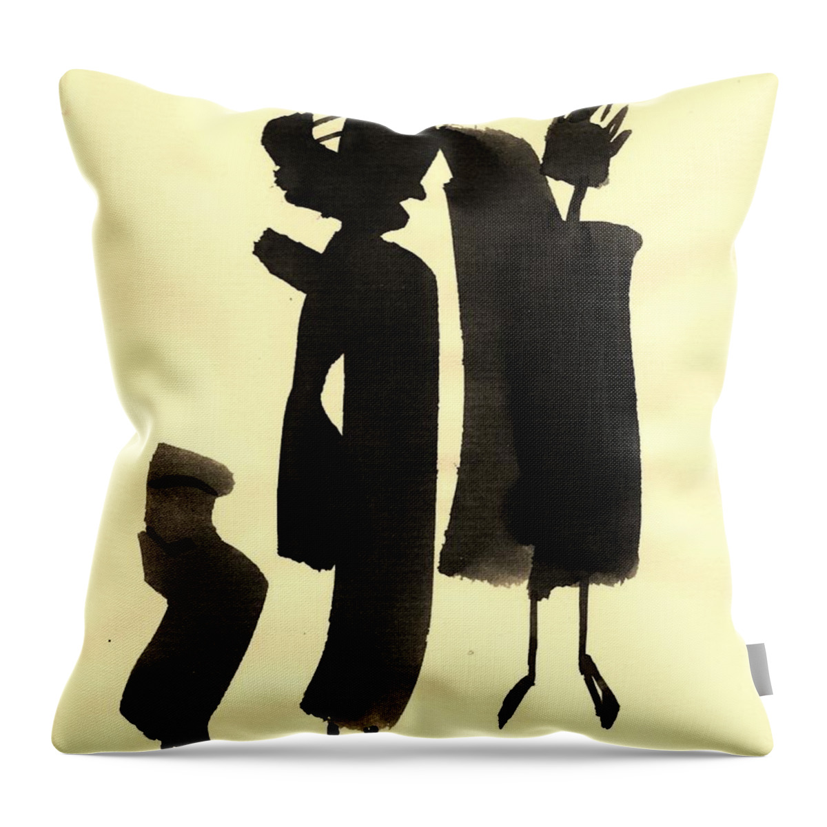 King Throw Pillow featuring the drawing 3 Figures by Karina Plachetka