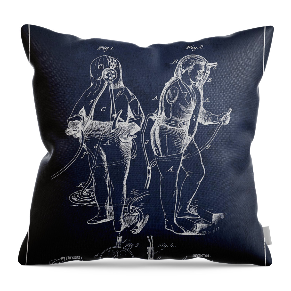 Fireman Suit Throw Pillow featuring the digital art Fireman Suit Patent drawing from 1826 #3 by Aged Pixel