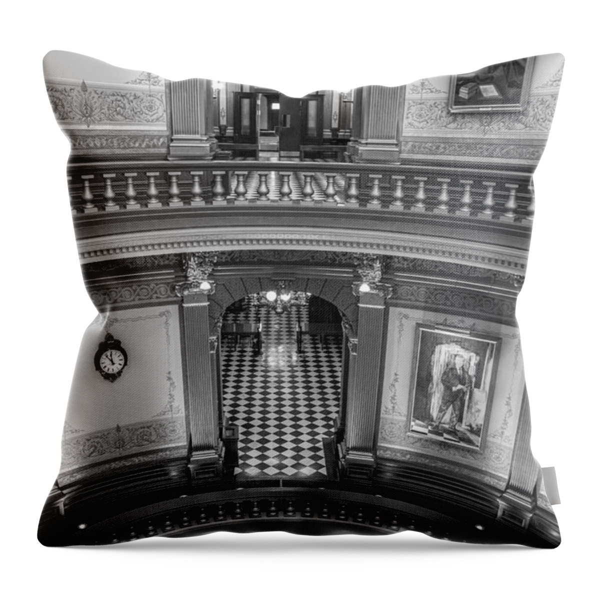 Michigan Throw Pillow featuring the photograph 3 floors Michigan State Capitol by John McGraw