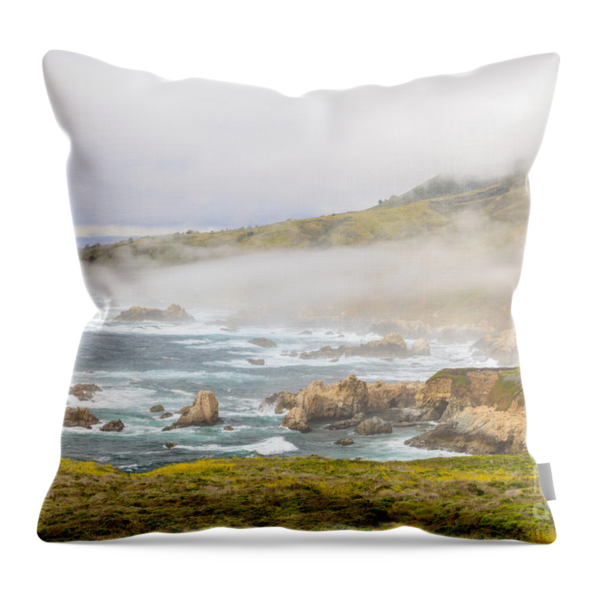 Big Sur Throw Pillow featuring the photograph Fog engulfing Big Sur coast #3 by Ken Brown