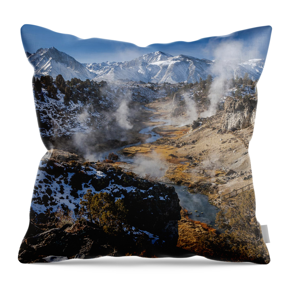 Mountains Throw Pillow featuring the photograph Hot Creek #3 by Cat Connor