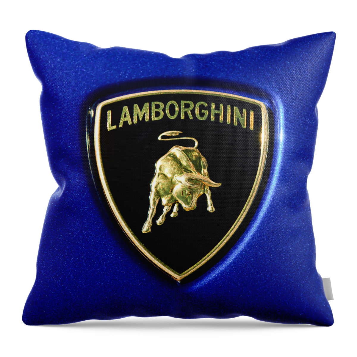 Lamborghini Emblem Throw Pillow featuring the photograph Lamborghini Emblem #3 by Jill Reger