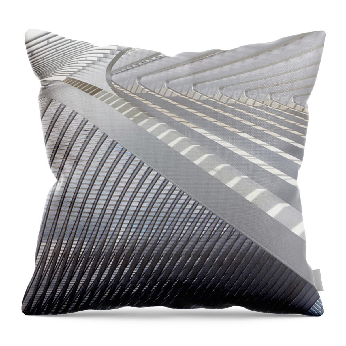Tranquility Throw Pillow featuring the photograph Liege-guillemins Railway Station #3 by Allan Baxter