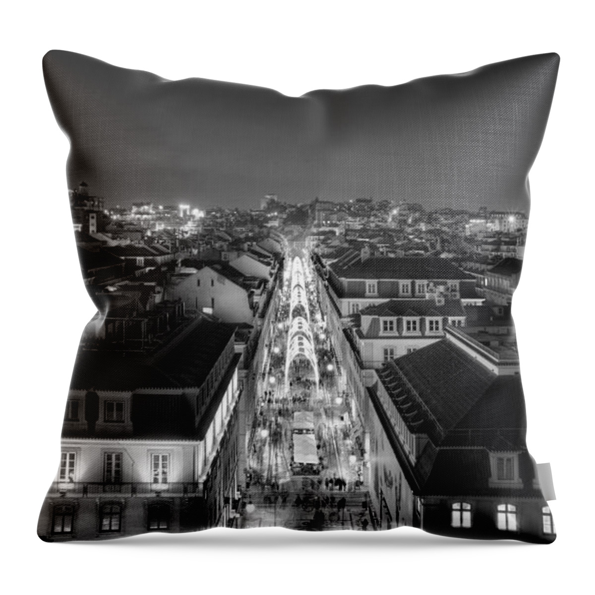 Alfama Throw Pillow featuring the photograph Lisbon Downtown #3 by Carlos Caetano