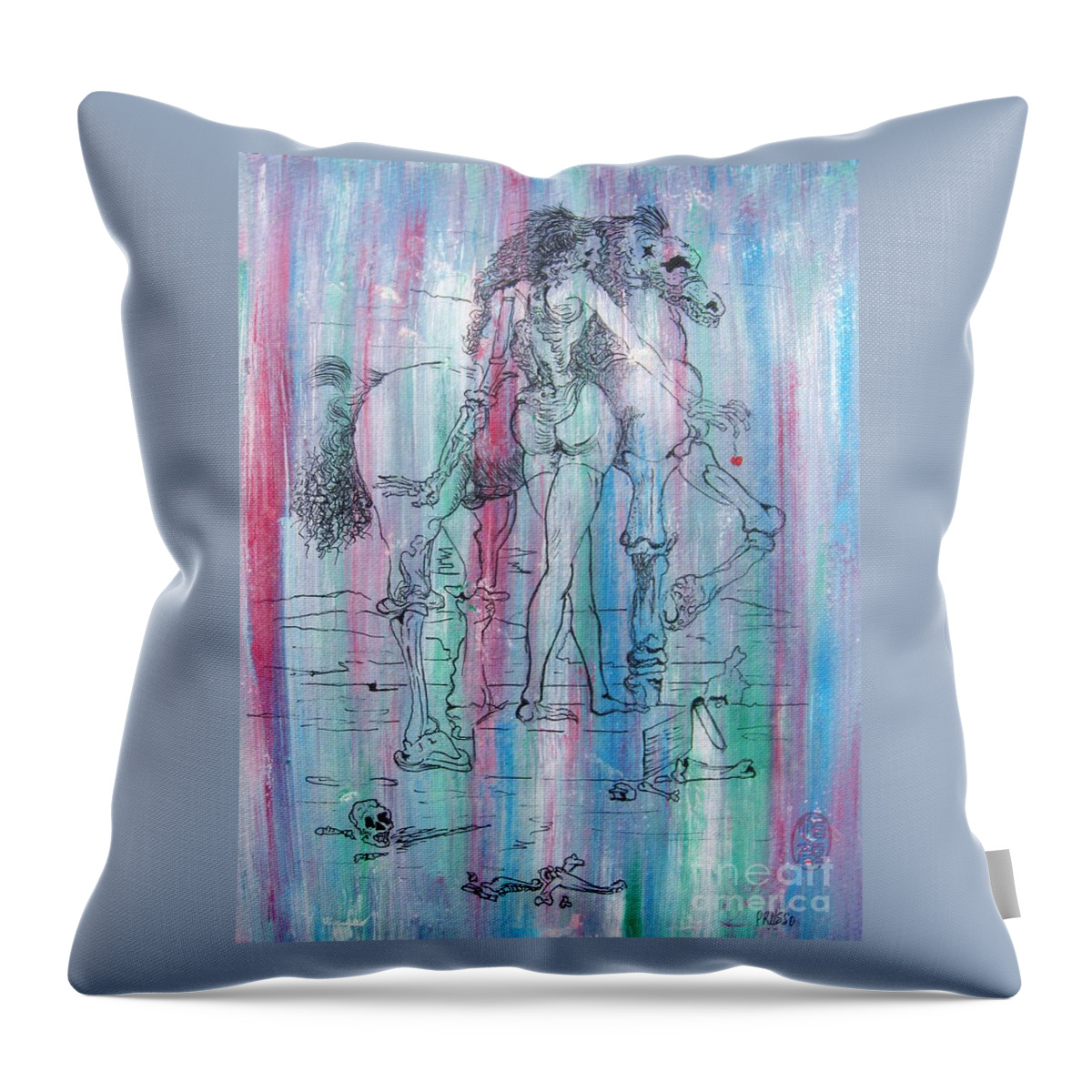 Original Throw Pillow featuring the painting Love in the First Quarter Mile by Thea Recuerdo