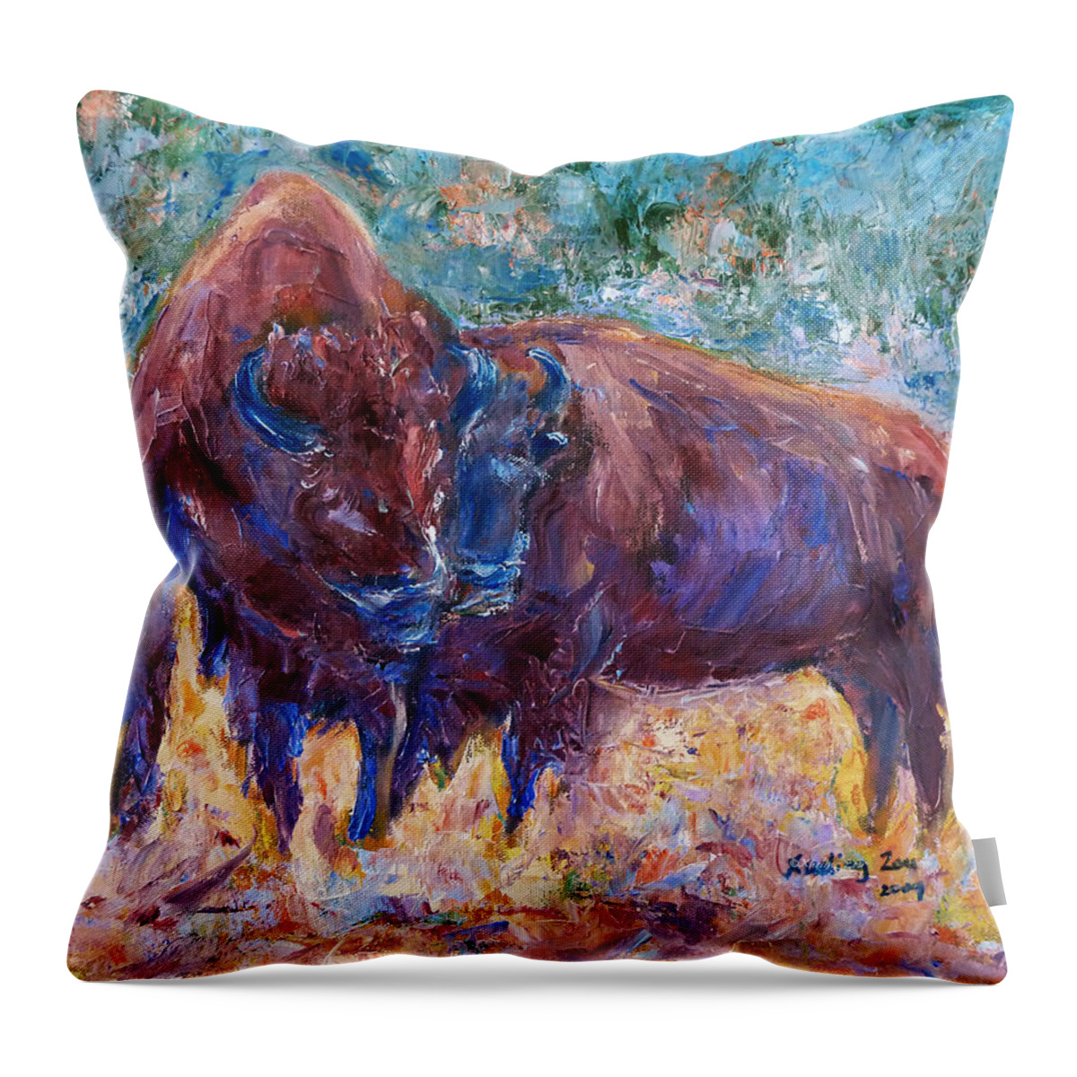 Wildlife Throw Pillow featuring the painting Love Season II by Xueling Zou