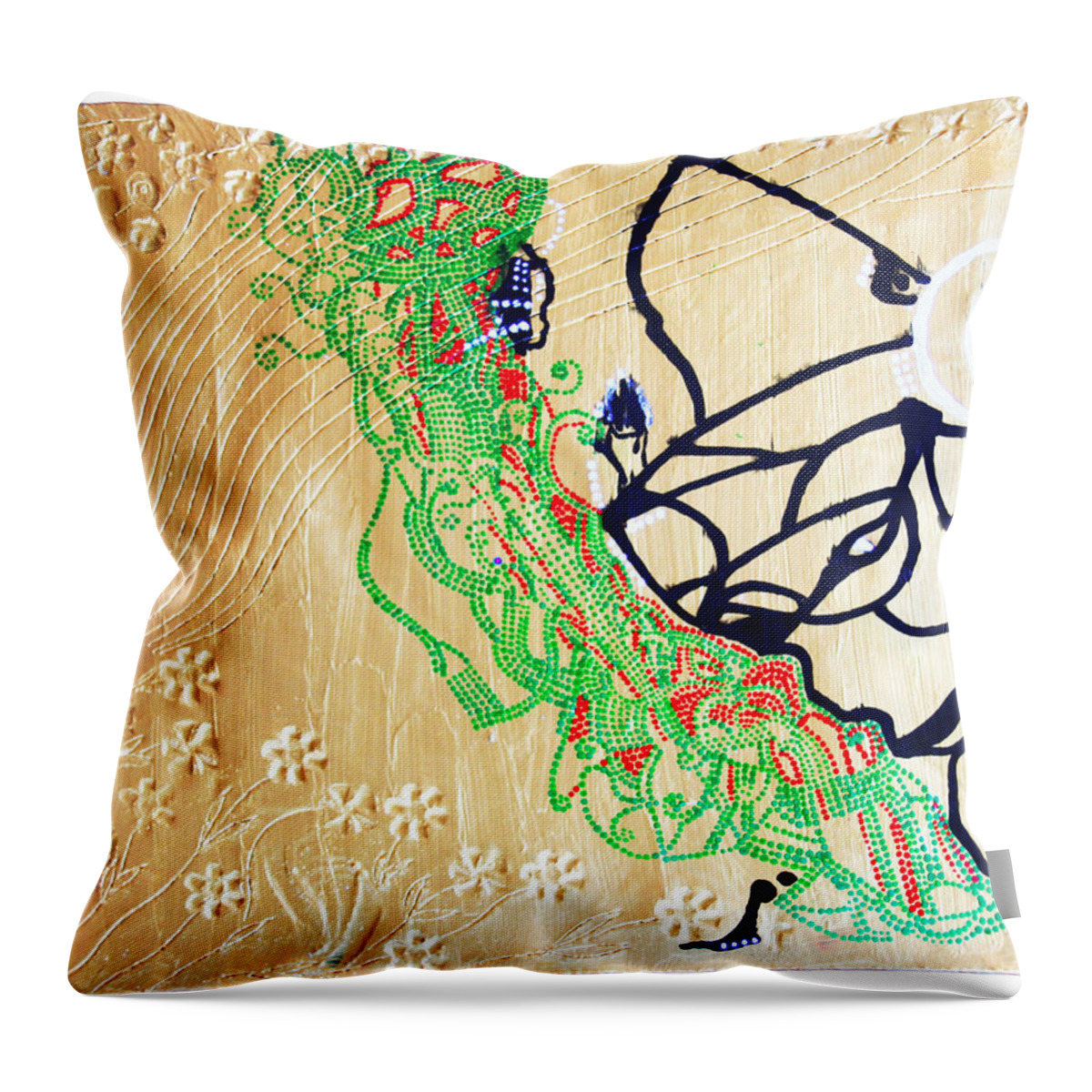 Jesus Throw Pillow featuring the ceramic art Mama Dinka - South Sudan #3 by Gloria Ssali
