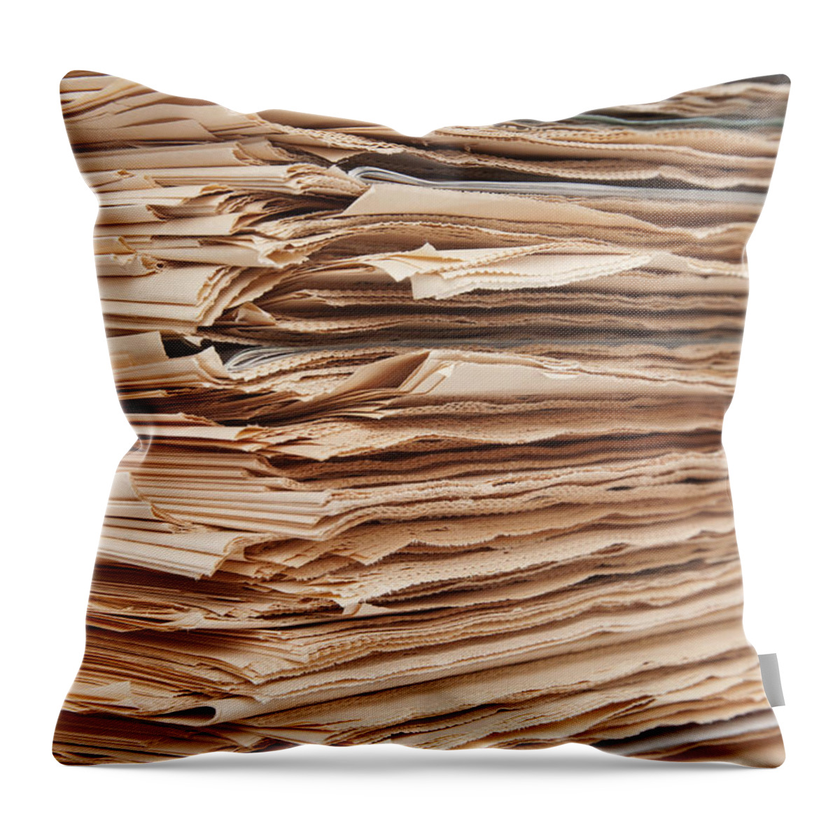 Newspaper Throw Pillow featuring the photograph Newspaper Stack #3 by Chevy Fleet