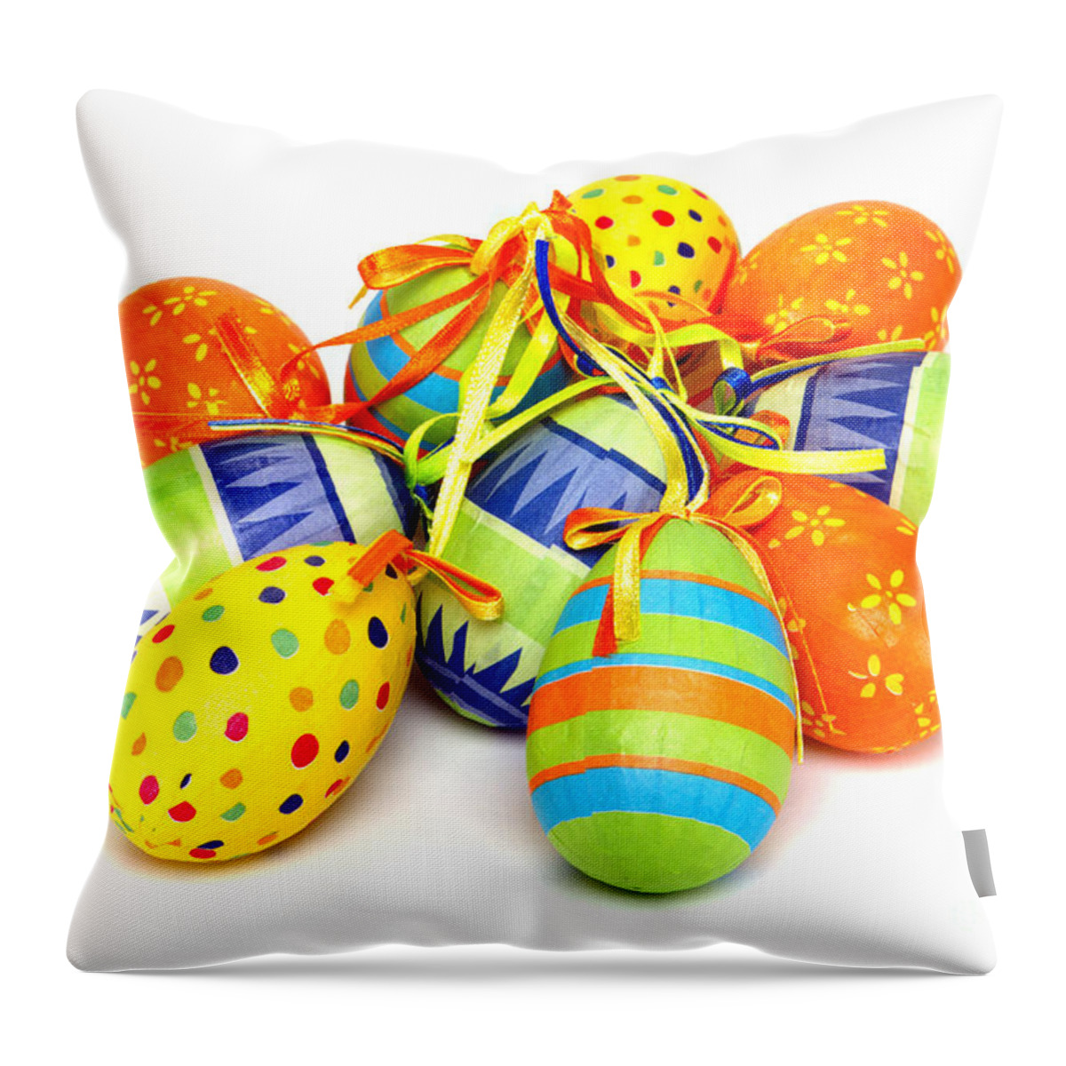 Easter Throw Pillow featuring the photograph Paper Covered Easter Eggs #3 by Olivier Le Queinec