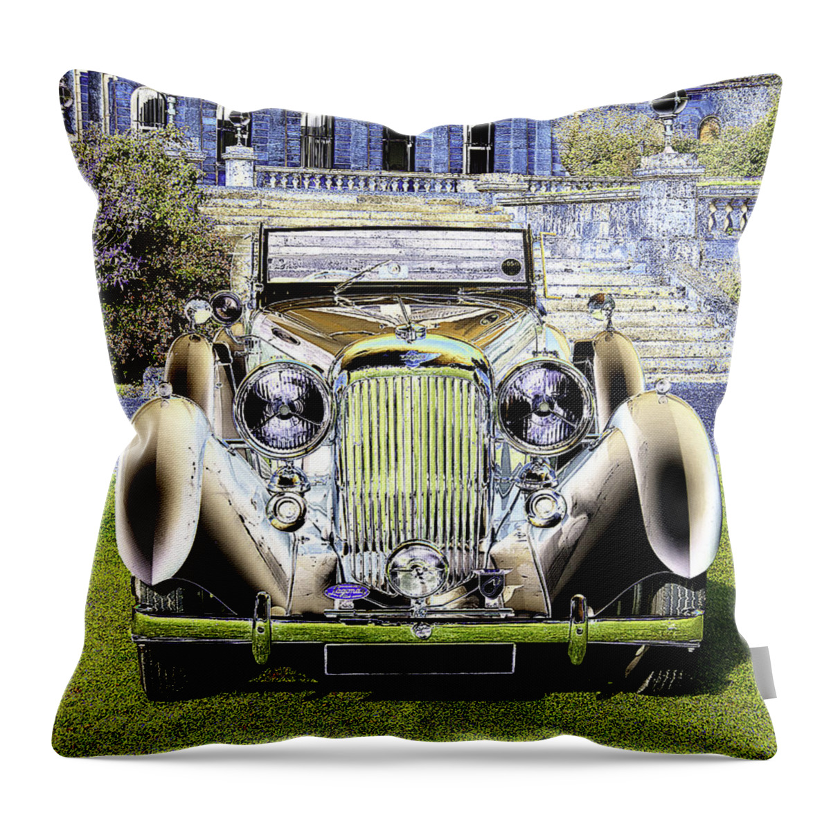 Psychedelic Throw Pillow featuring the photograph Psychedelic classic Lagonda #6 by Peter Lloyd
