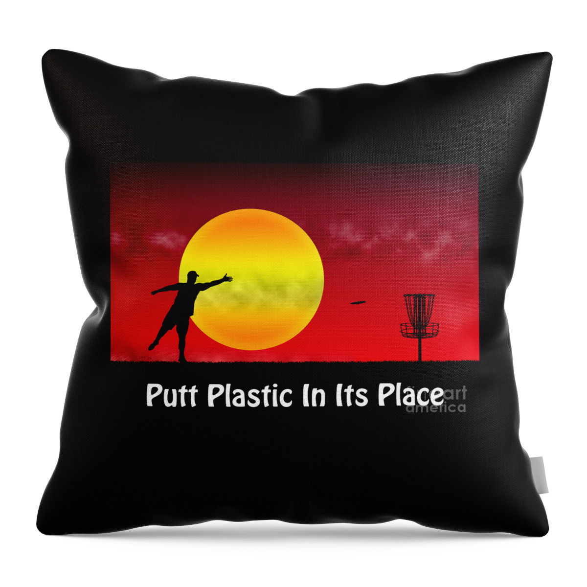Disc Golf Throw Pillow featuring the digital art Putt Plastic In Its Place #8 by Phil Perkins