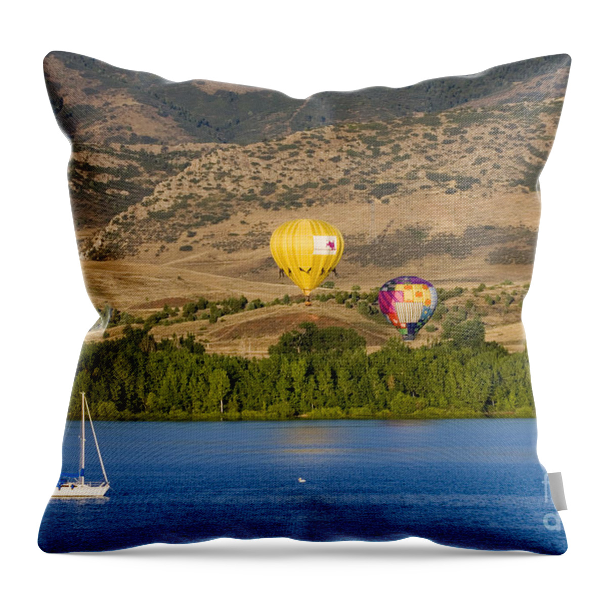 Colorado Throw Pillow featuring the photograph Rocky Mountain Balloon Festival #3 by Steven Krull