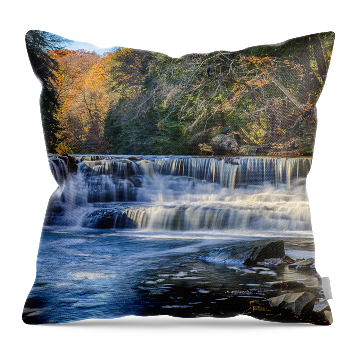 Background Throw Pillow featuring the photograph Squaw Rock - Chagrin River Falls #1 by Jack R Perry