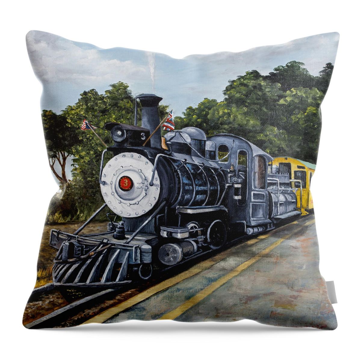 Transportation Throw Pillow featuring the painting Sugar Cane Train #2 by Darice Machel McGuire