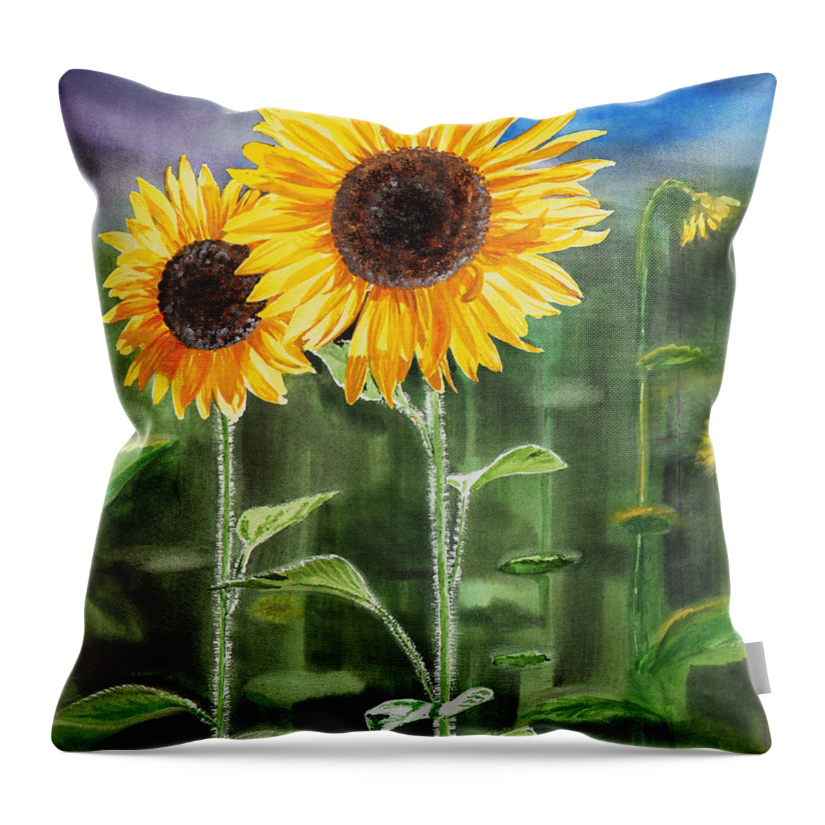 Sunflowers Throw Pillow featuring the painting Sunflowers #1 by Irina Sztukowski