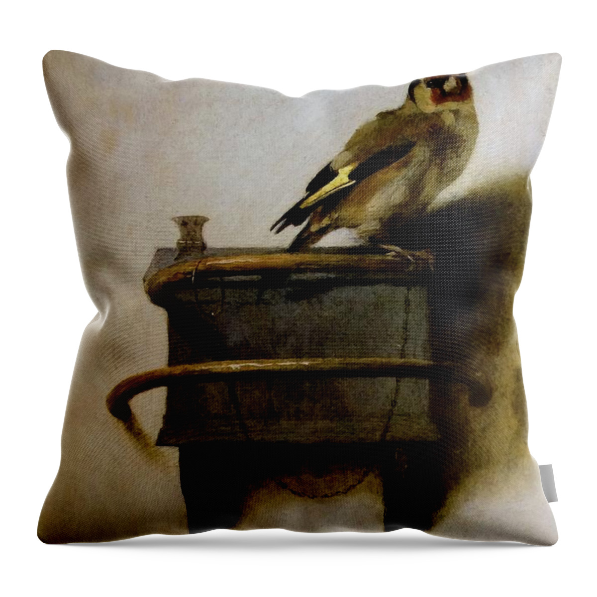 Carel Fabritius Throw Pillow featuring the painting The Goldfinch #4 by Celestial Images