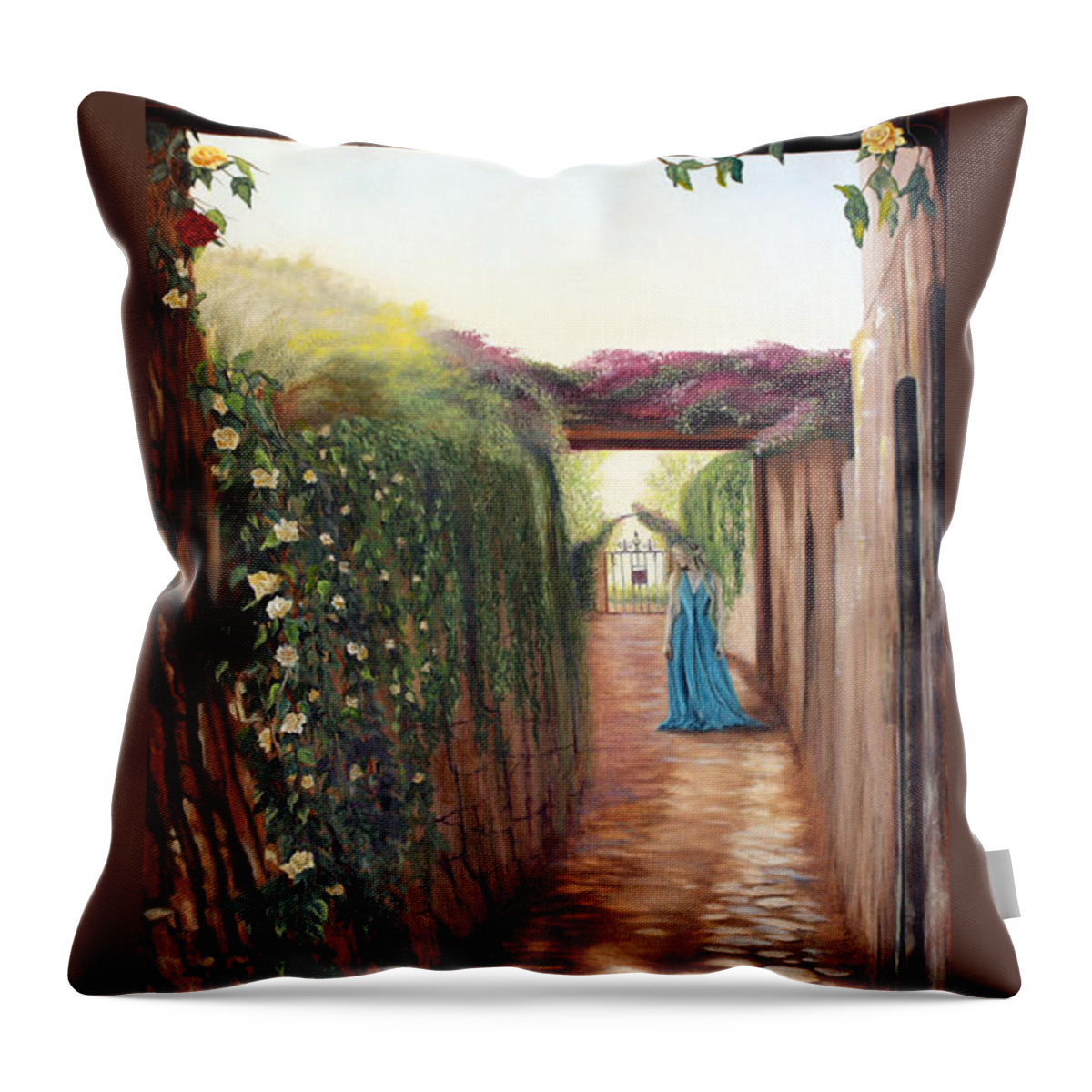 Figurative Throw Pillow featuring the painting The Narrow Gate by Jeanette Sthamann