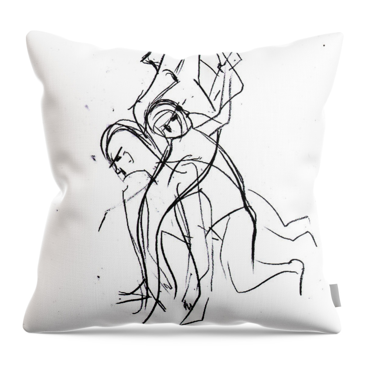 Figure Drawing Throw Pillow featuring the drawing 3 Thoughts by John Gholson