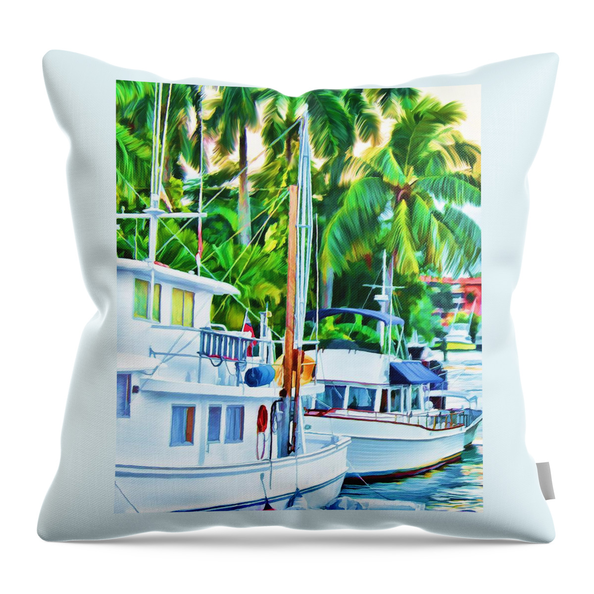 Boat Throw Pillow featuring the painting Two Boats by Deborah Boyd