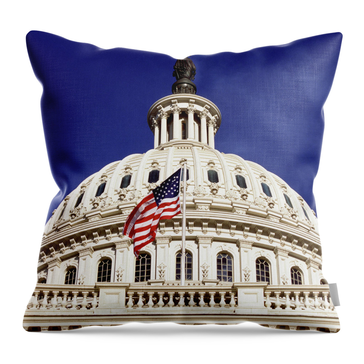 Clear Sky Throw Pillow featuring the photograph Us Capitol Building, Washington Dc #3 by Hisham Ibrahim