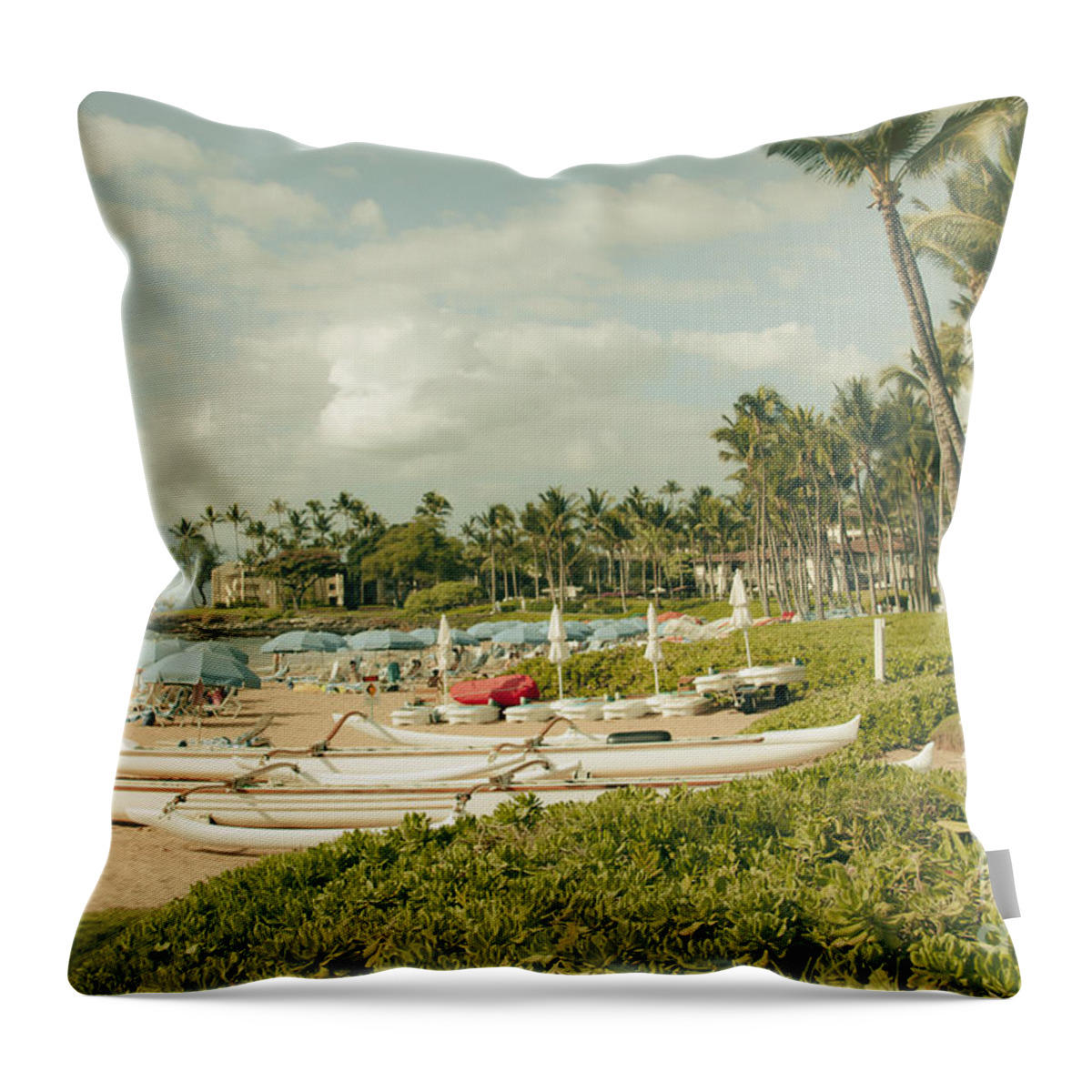 Aloha Throw Pillow featuring the photograph Wailea Beach Maui Hawaii #1 by Sharon Mau
