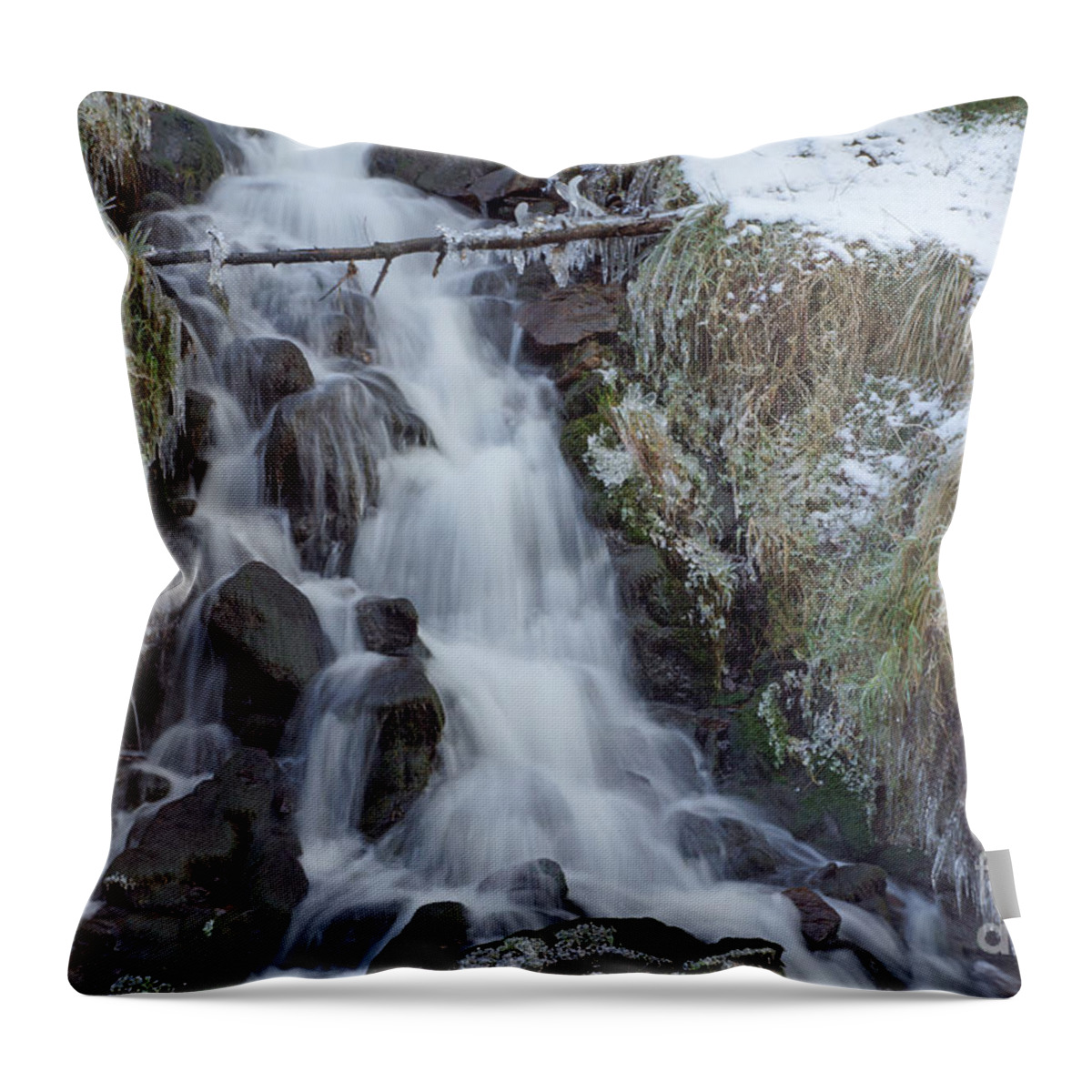 Ice Throw Pillow featuring the photograph Winter Waterfall 3 by David Birchall