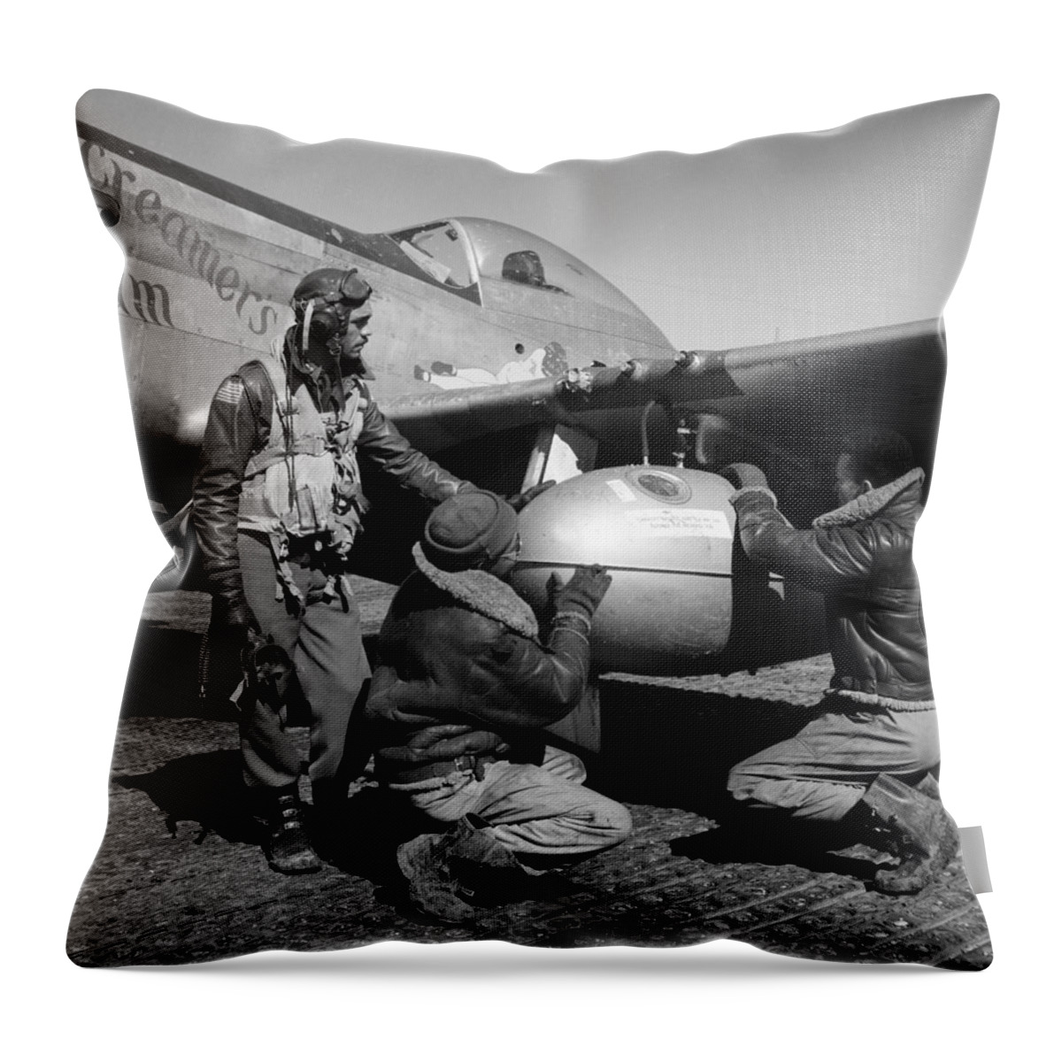 1945 Throw Pillow featuring the photograph Wwii: Tuskegee Airmen, 1945 #3 by Granger