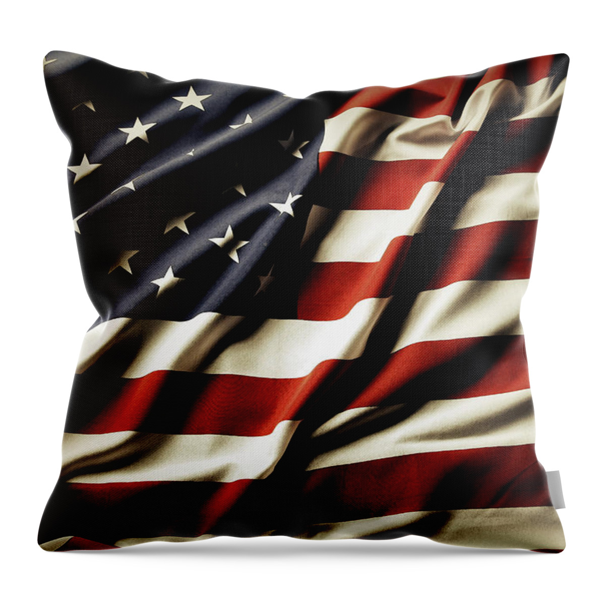 Flag Throw Pillow featuring the photograph American flag 61 by Les Cunliffe