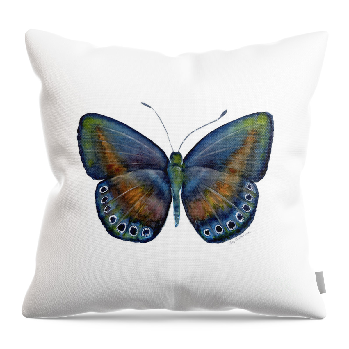 Danis Throw Pillow featuring the painting 39 Mydanis Butterfly by Amy Kirkpatrick