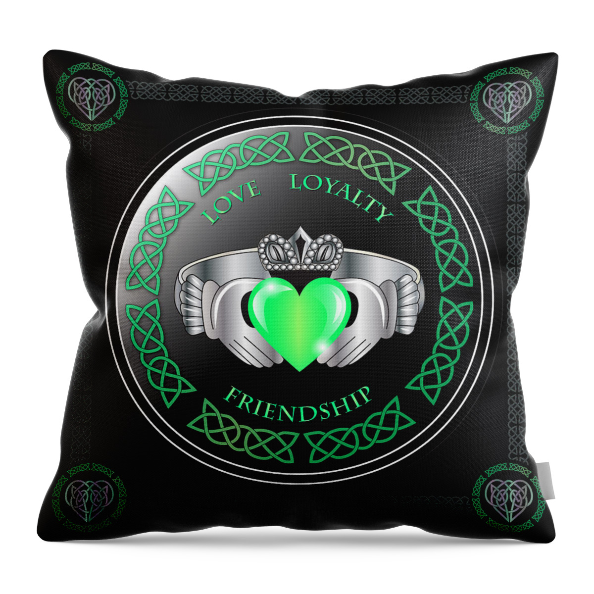 Claddagh Ring Throw Pillow featuring the digital art Claddagh Ring #4 by Ireland Calling