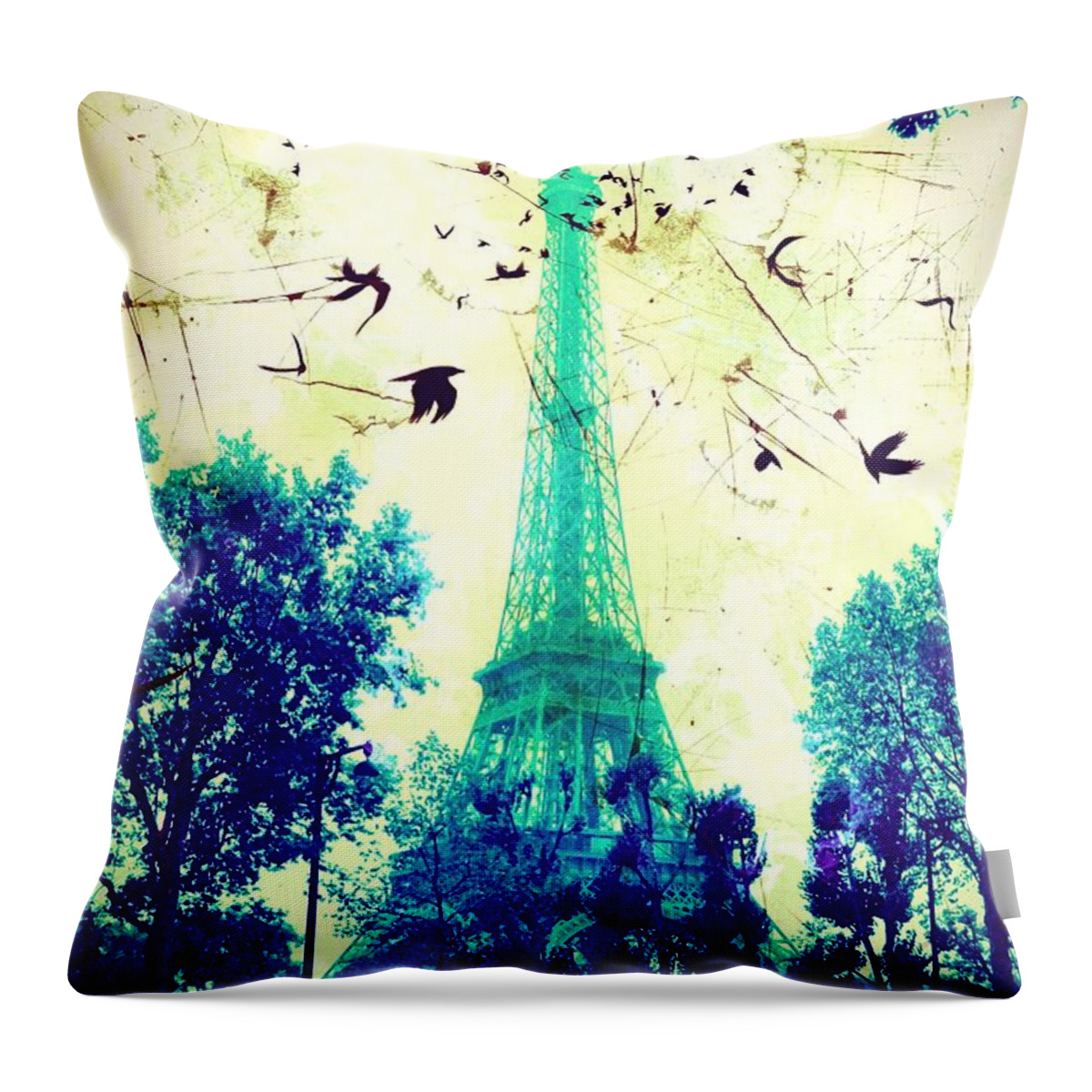 Eiffel Tower Throw Pillow featuring the digital art Eiffel Tower #4 by Marina McLain