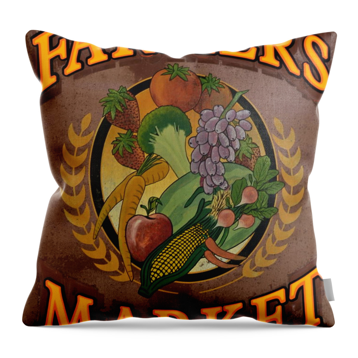 Farmers Throw Pillow featuring the photograph Farmers Market by Frozen in Time Fine Art Photography