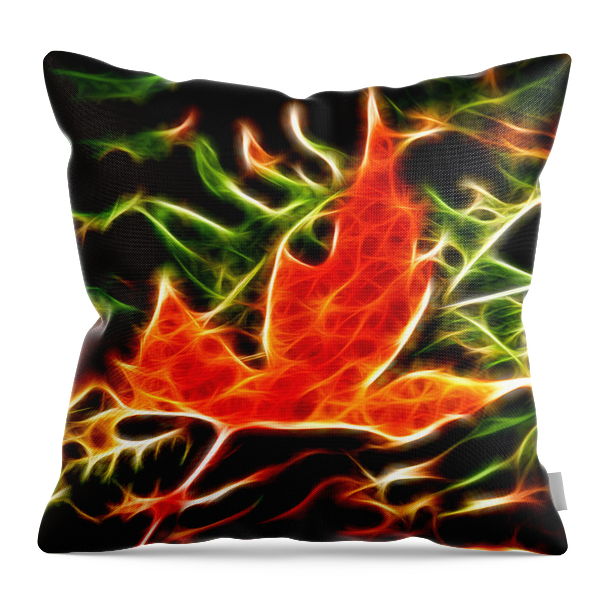 Fractal Throw Pillow featuring the photograph Fractal Maple leaf #4 by Prince Andre Faubert