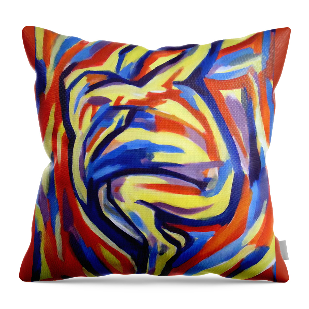 Abstract Figures Throw Pillow featuring the painting Here by Helena Wierzbicki