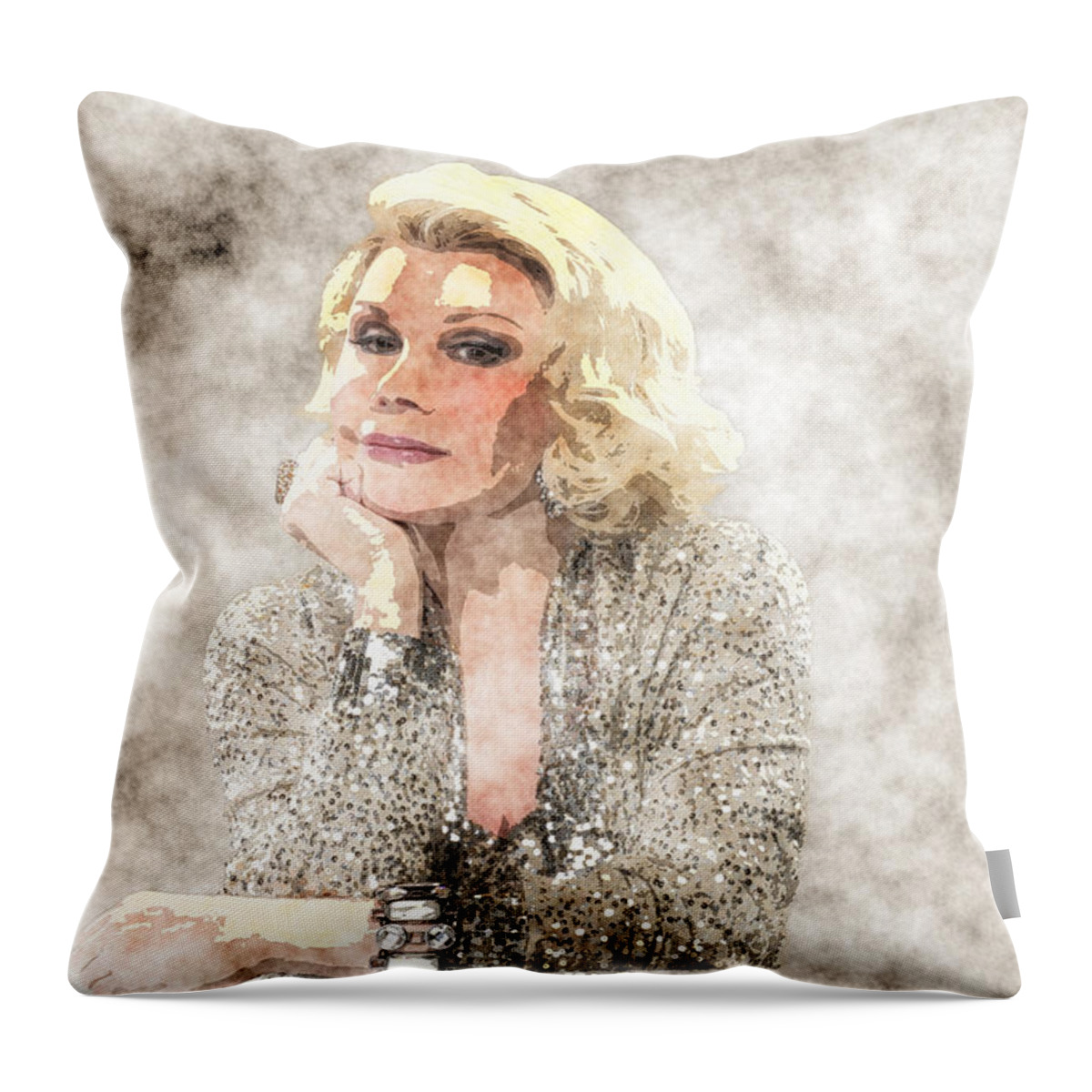 Joan Rivers Portrait Throw Pillow featuring the painting Joan Rivers Portrait #1 by MotionAge Designs