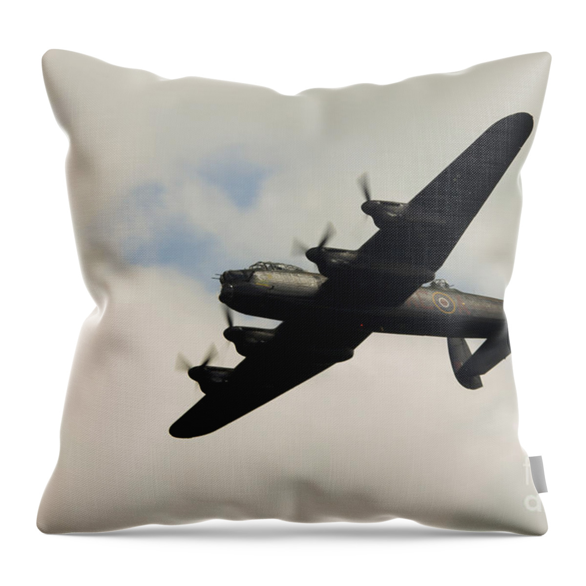 Avro Lancaster Throw Pillow featuring the photograph Lancaster Bomber #4 by Airpower Art