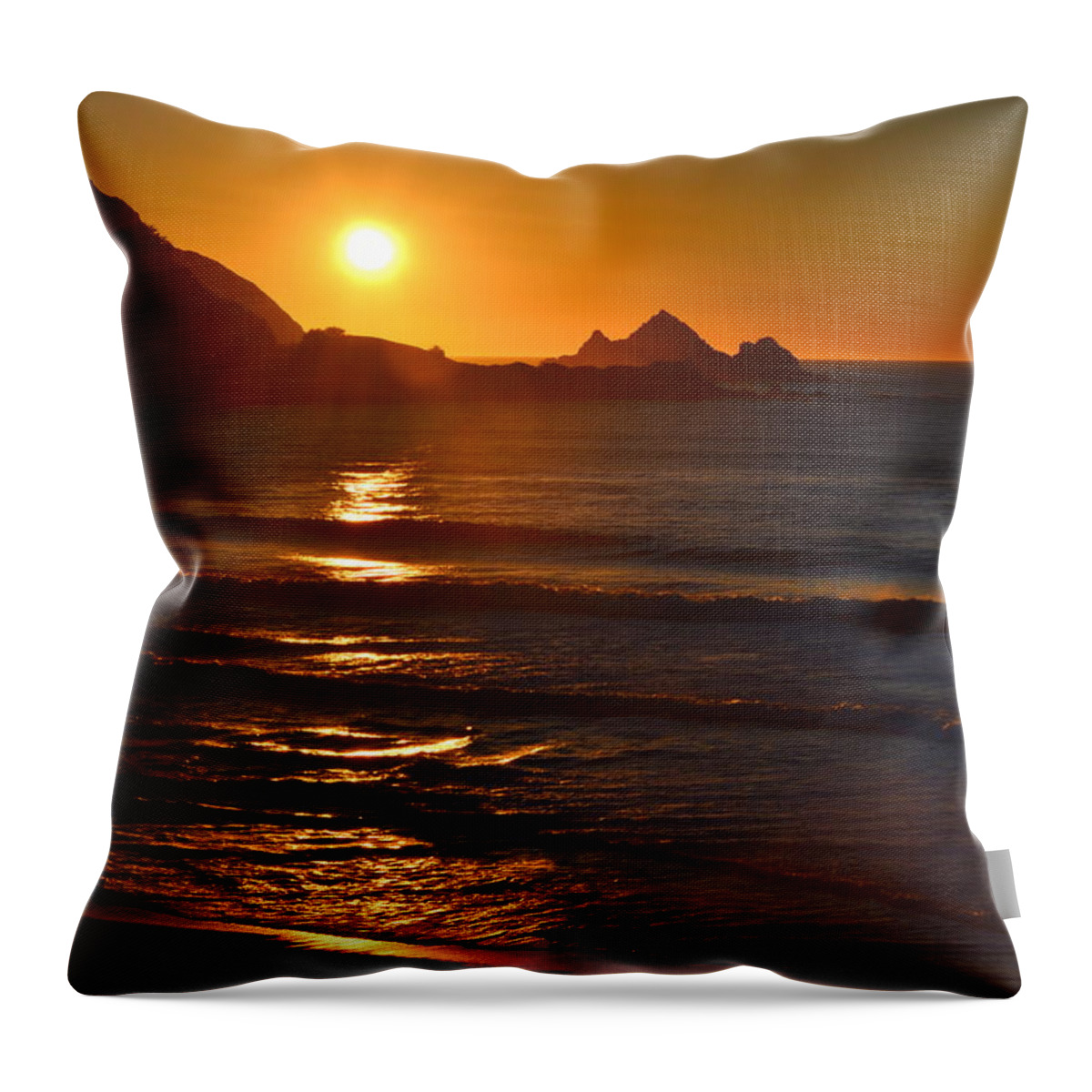 Pacifica Throw Pillow featuring the photograph Linda Mar Beach at Sunset #4 by Dean Ferreira