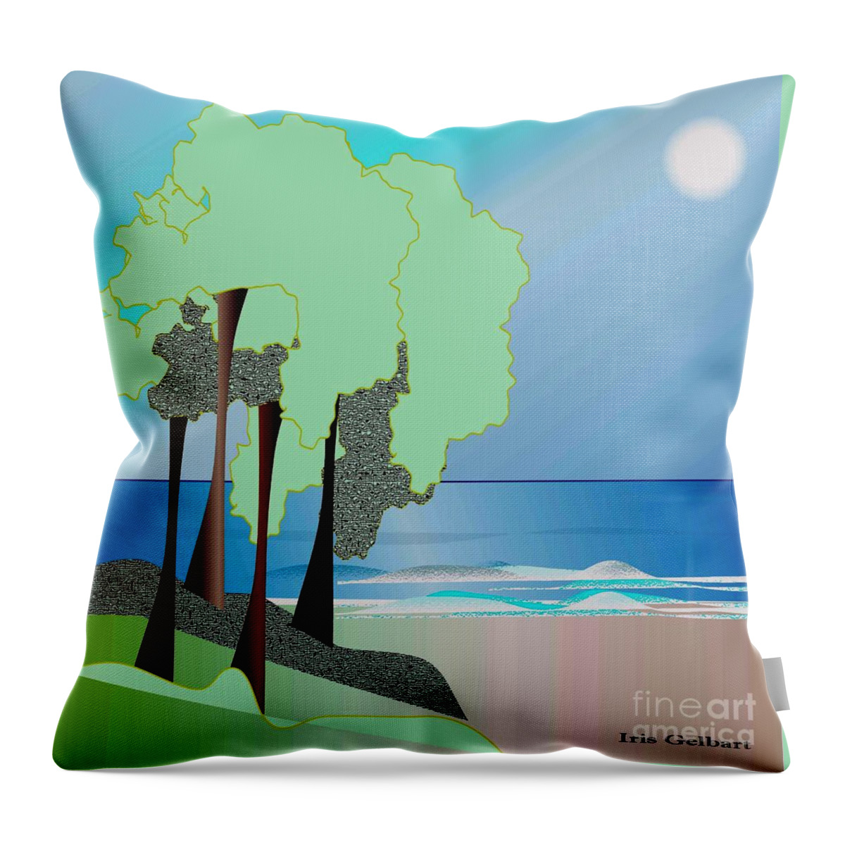 Drawing Throw Pillow featuring the digital art My special island #1 by Iris Gelbart