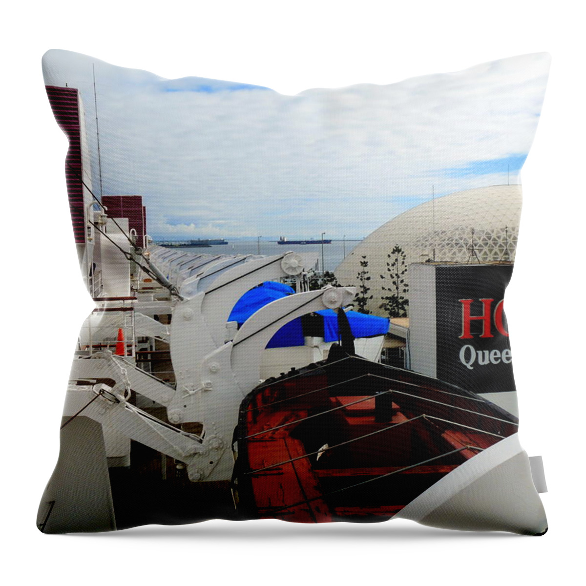 Rms Throw Pillow featuring the photograph RMS Queen Mary #4 by Jeff Lowe