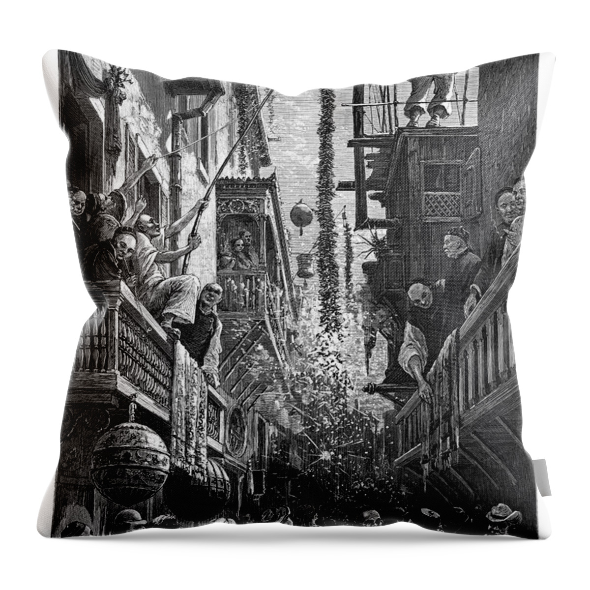 1880 Throw Pillow featuring the painting San Francisco Chinatown #4 by Granger
