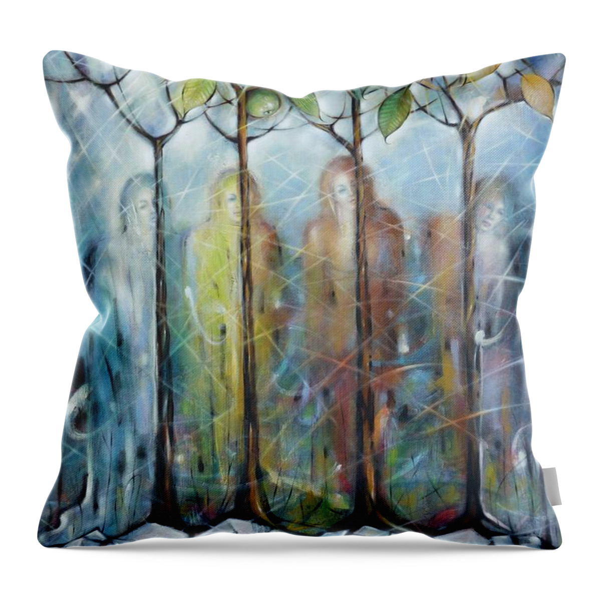 Winter Throw Pillow featuring the painting 4 Seasons On Ice 061110 by Selena Boron