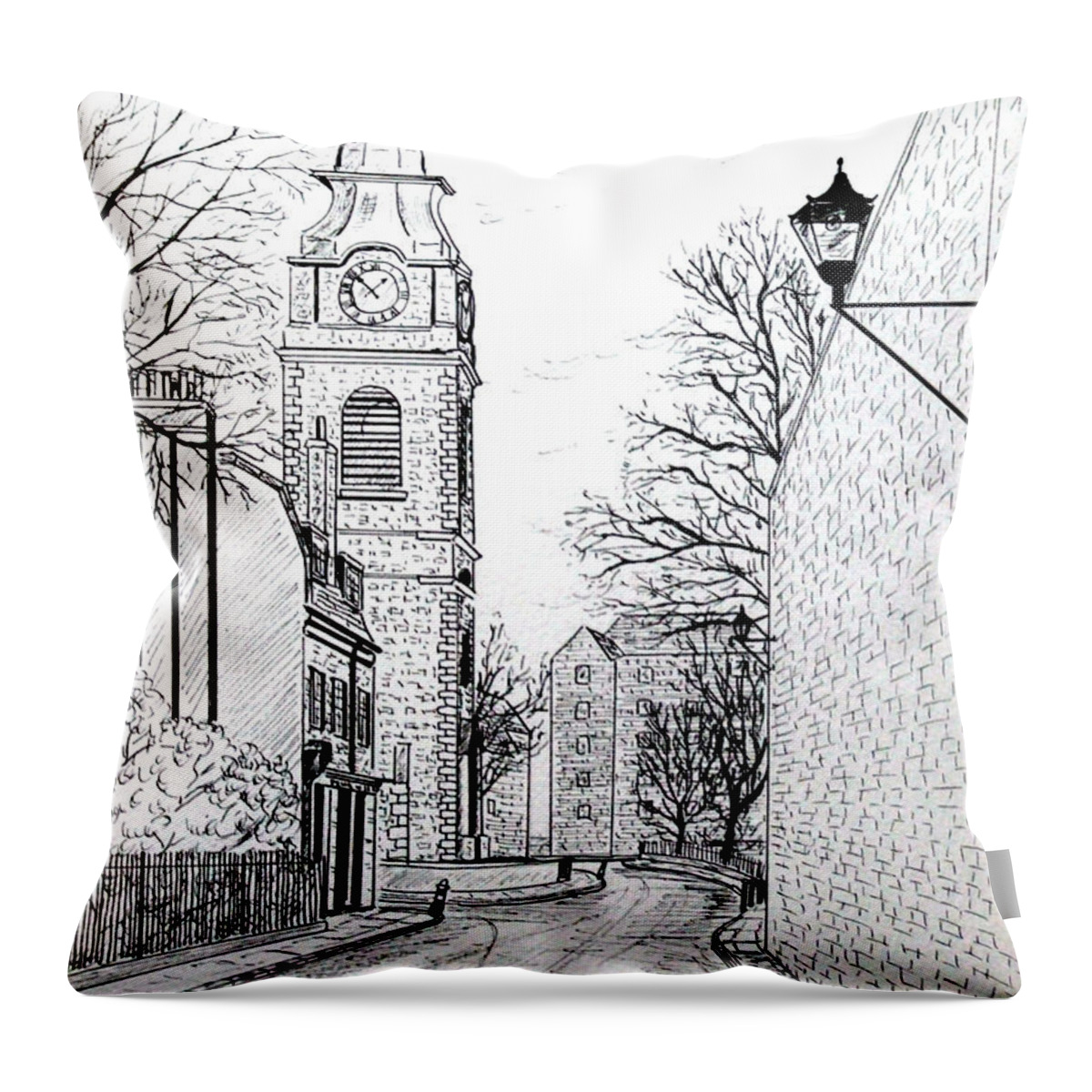  Throw Pillow featuring the painting St Johns Church Wapping London #4 by Mackenzie Moulton