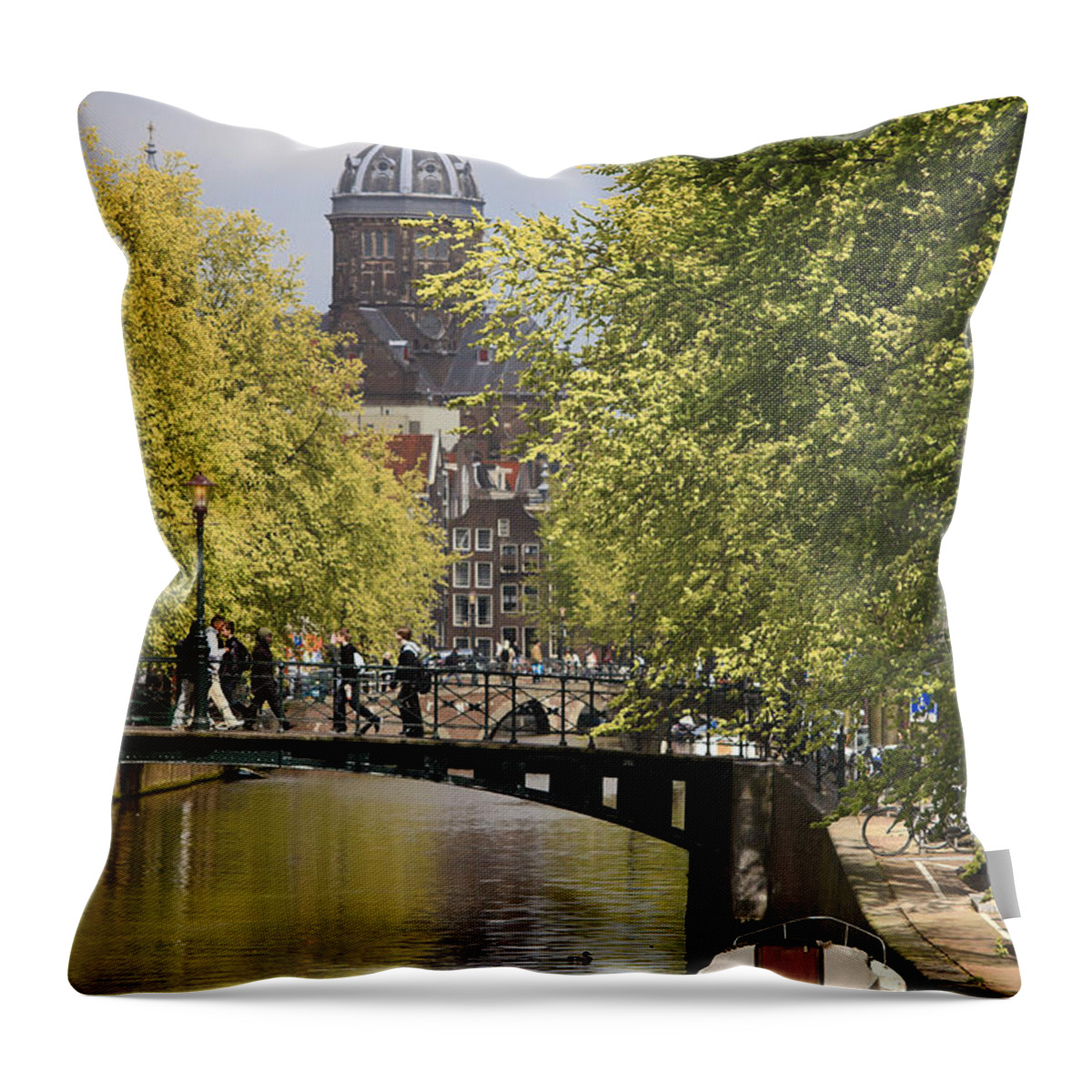 Architecture Throw Pillow featuring the photograph St Nicholas Church Amsterdam #4 by Shirley Mitchell