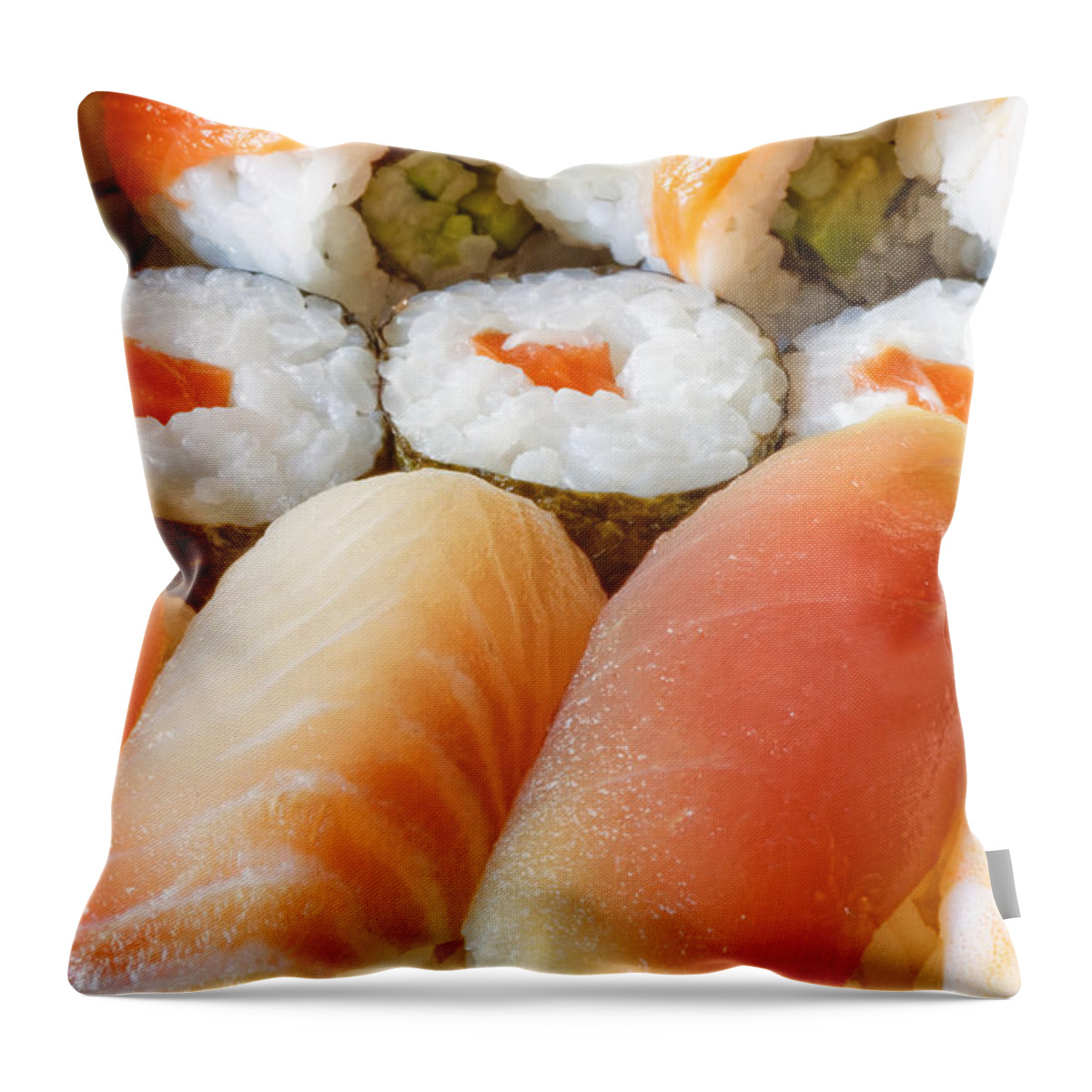 Appetizer Throw Pillow featuring the photograph Sushi #4 by Peter Lakomy