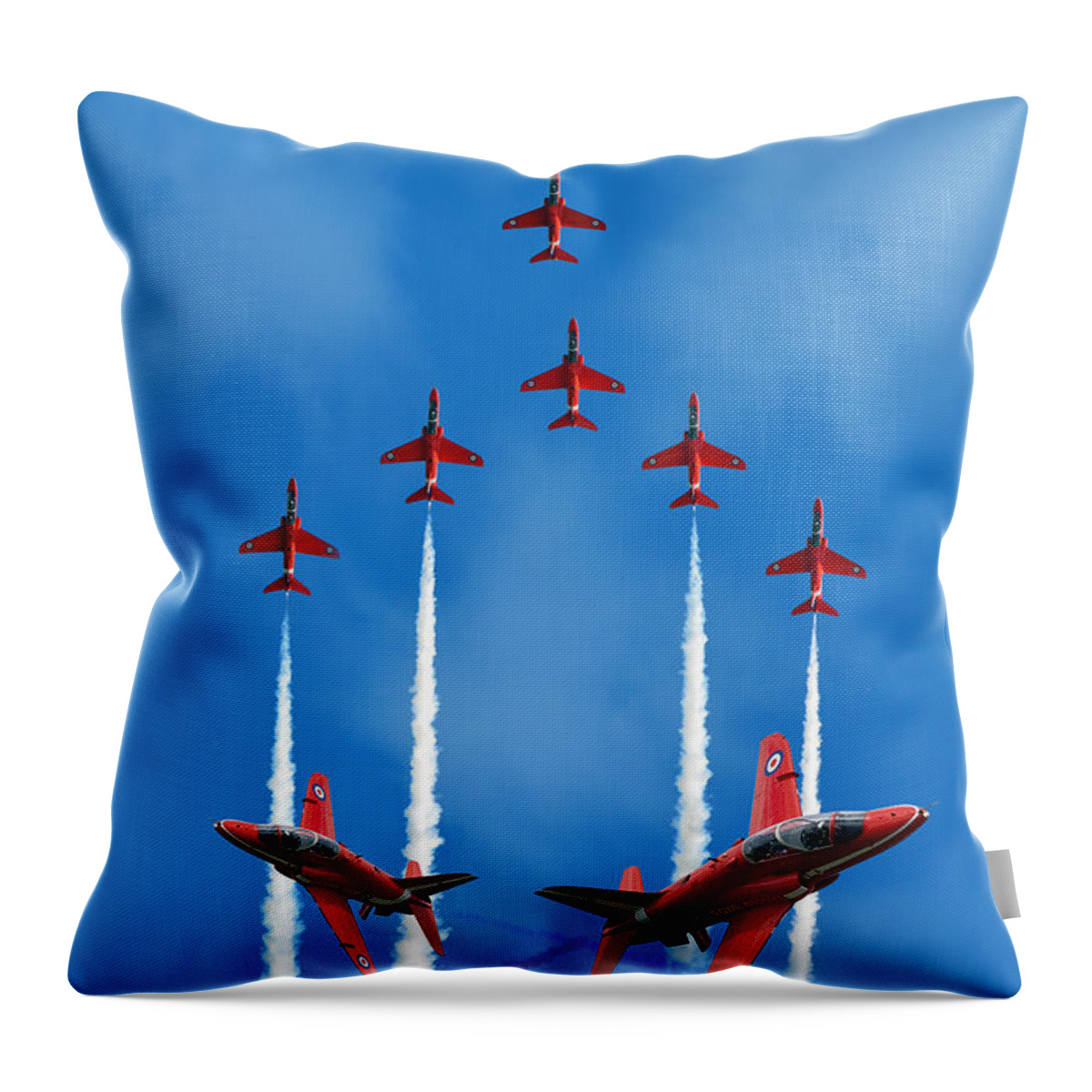 The Red Arrows Throw Pillow featuring the digital art The Red Arrows #4 by Airpower Art