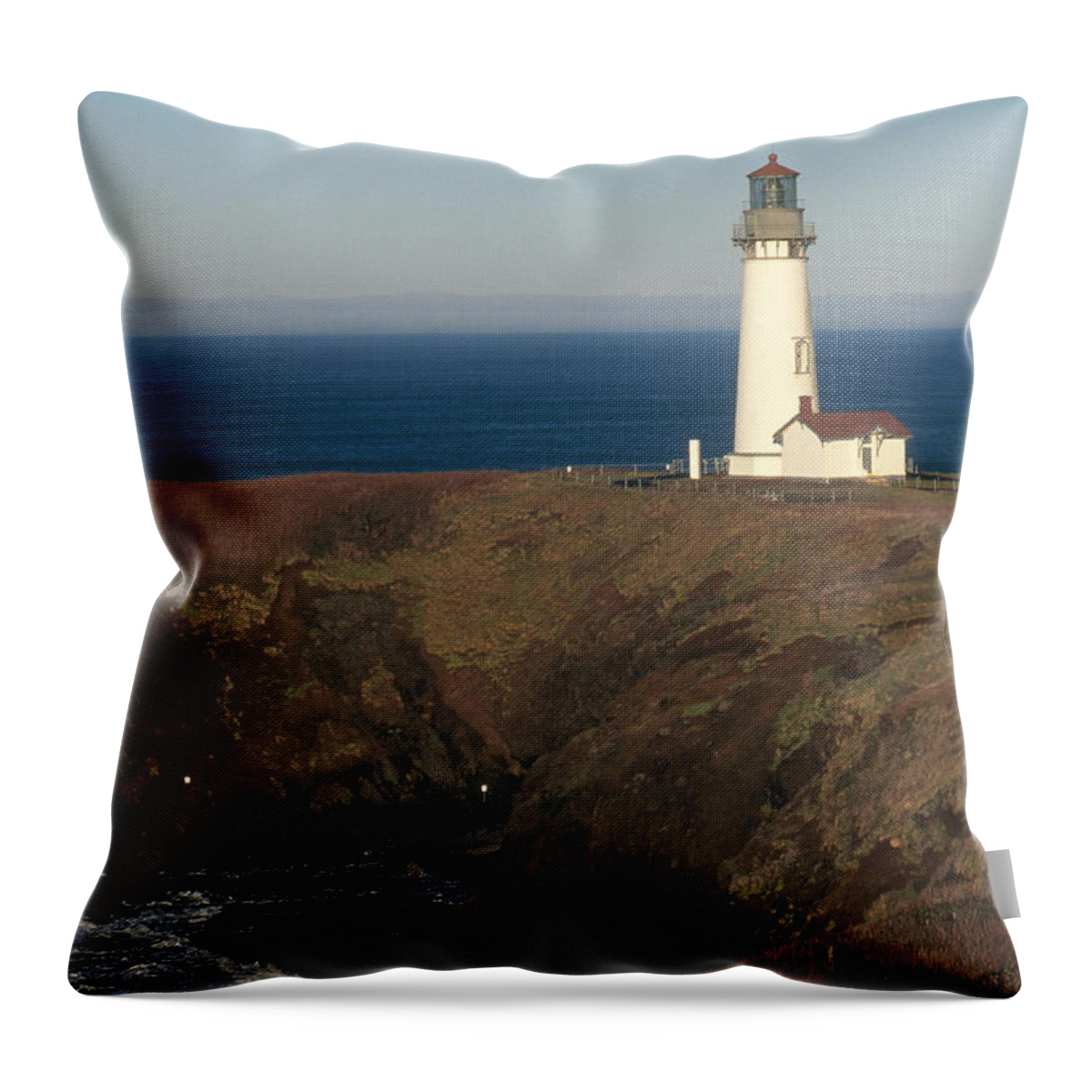 Lighthouse Throw Pillow featuring the photograph Yaquina Head Lighthouse #4 by Bruce Roberts