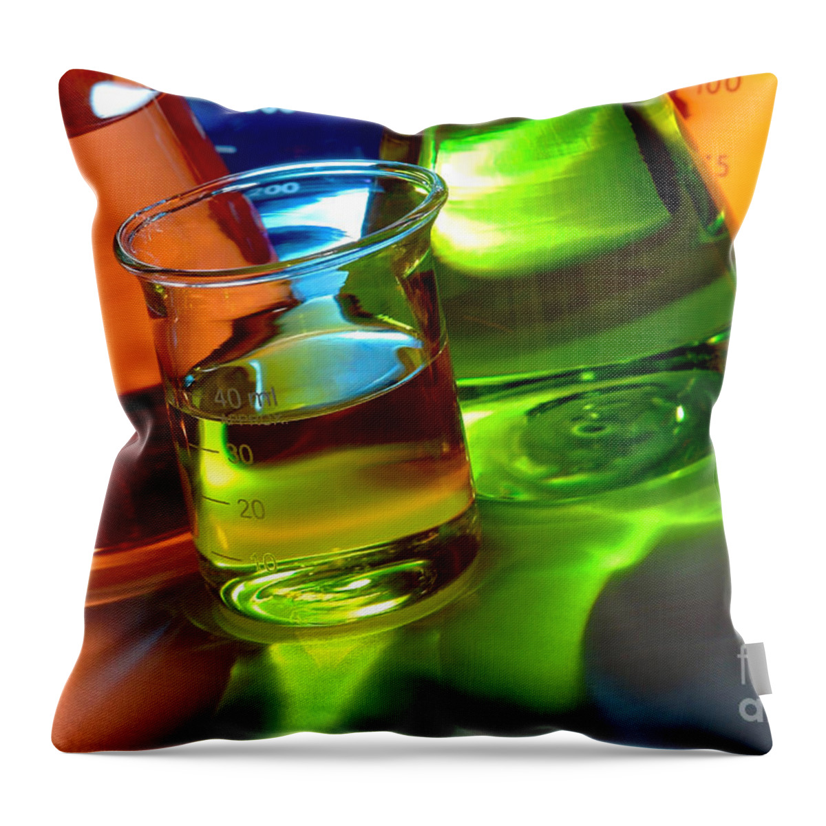 Beakers Throw Pillow featuring the photograph Laboratory Equipment in Science Research Lab #41 by Science Research Lab