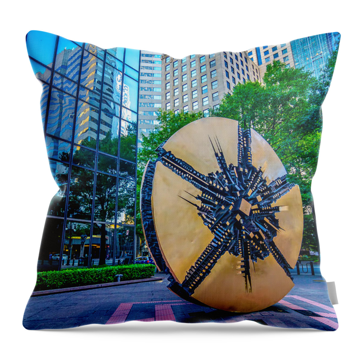 Banking Throw Pillow featuring the photograph Skyline And City Streets Of Charlotte North Carolina Usa #42 by Alex Grichenko